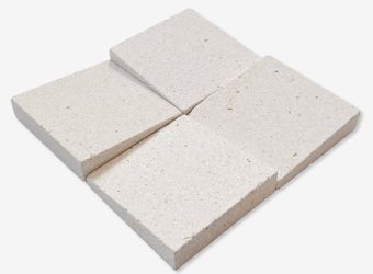 Island Stone - V Squares White Fossil Honed