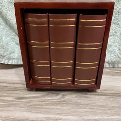 Three 4x6 Photo Albums With Wood Holder 