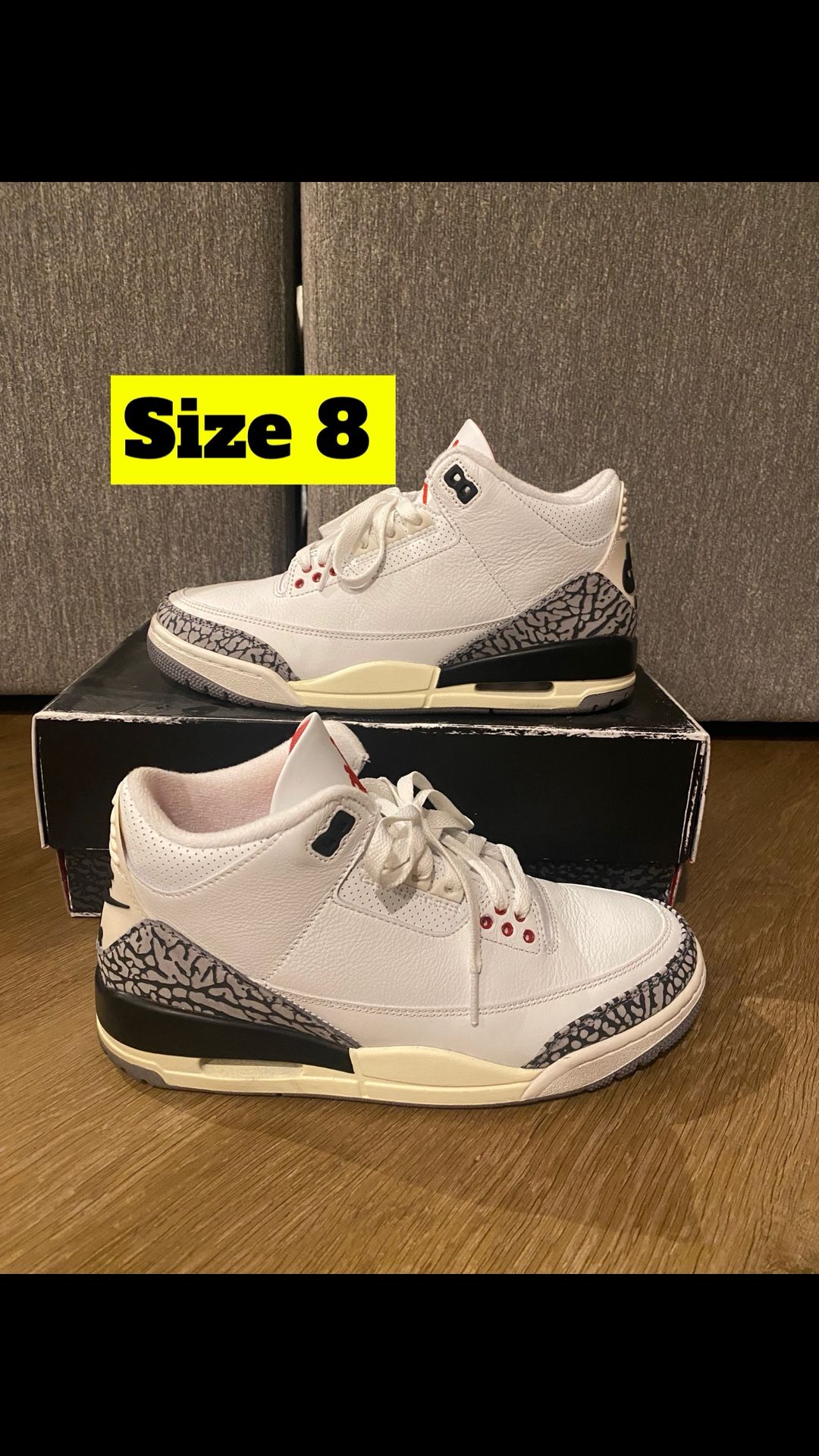 Nike Air Jordan 3 White Cement Reimagined Retro Shoe Size 8 Mens Sneakers 2023 DN3707-100
