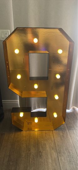 Black and gold Large Marquee Number 9 Light Up Sign