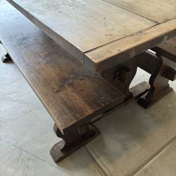 Sturdy Solid Wood (Amish) Hand Made Table With Benches