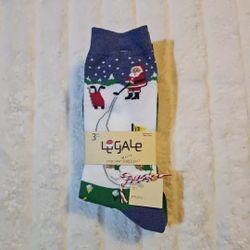 Legale Golfing Santa 13th Hole Socks NEW With Tags! Fun! 3 Pairs