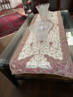Embroidered Table Runner with Beadwork