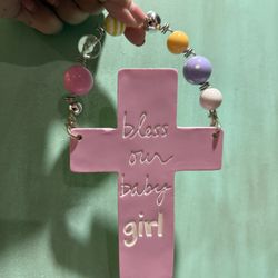 Stepping Stones Bless Our Baby Girl Cross