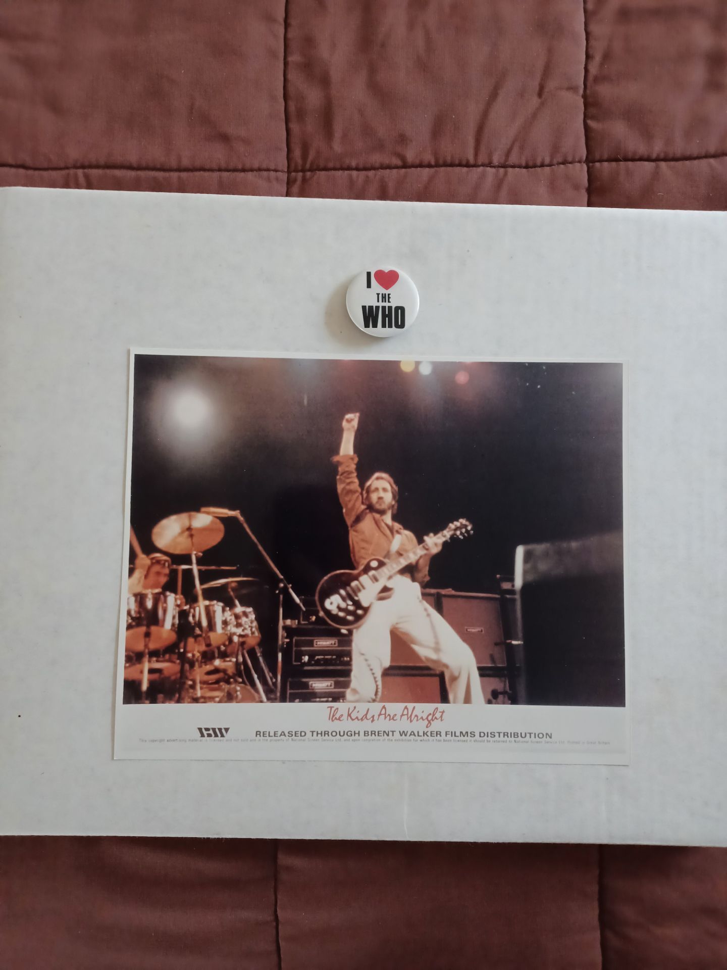 1980's I Love the Who Button/Pin + 8x10 Photo Pete from The Kids are Alright-Lot 2 of 3