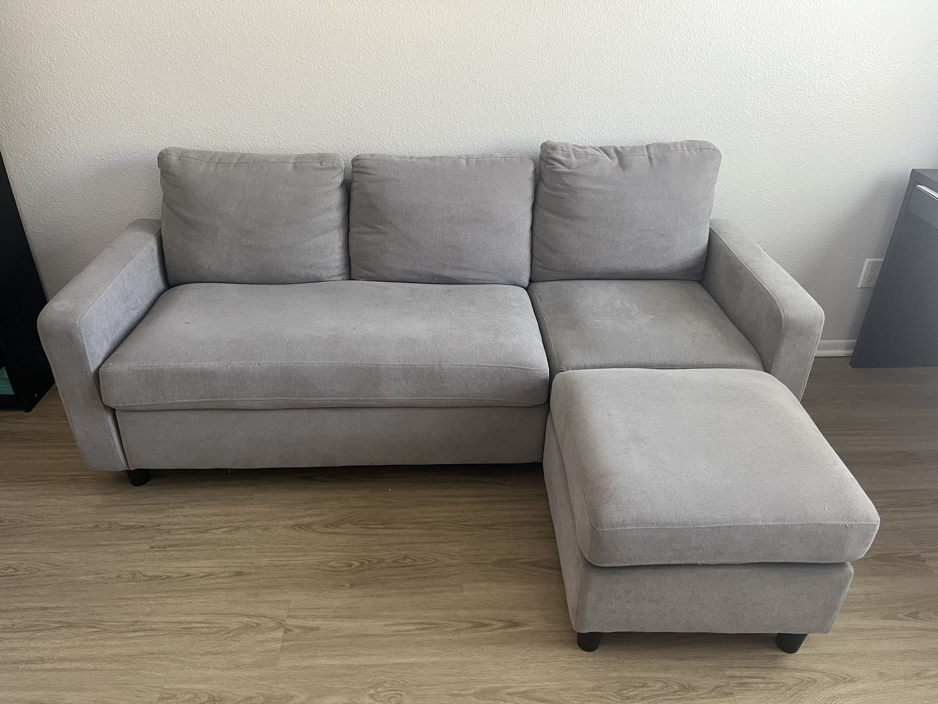 Grey Couch with Ottoman