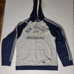 New Orleans Pelicans Pullover Hoodie Men's Size Large Adidas Blue Gray Logo NBA