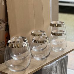 Clear With Silver Trim Vases 6pc. $40 for all