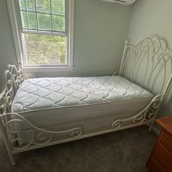 Pottery Barn Twin Bed Frame, Mattress, And Box Spring. 