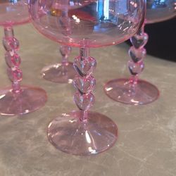 Pink heart martini glasses