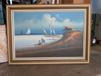 Tropical Island Scene Oil Painting