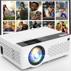 TMY Mini Projector, Bluetooth Projector with Screen, 1080P Full HD Portable Projector for movies