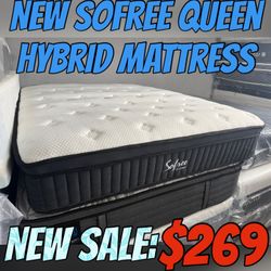 NEW SOFREE QUEEN HYBRID MATTRESS 