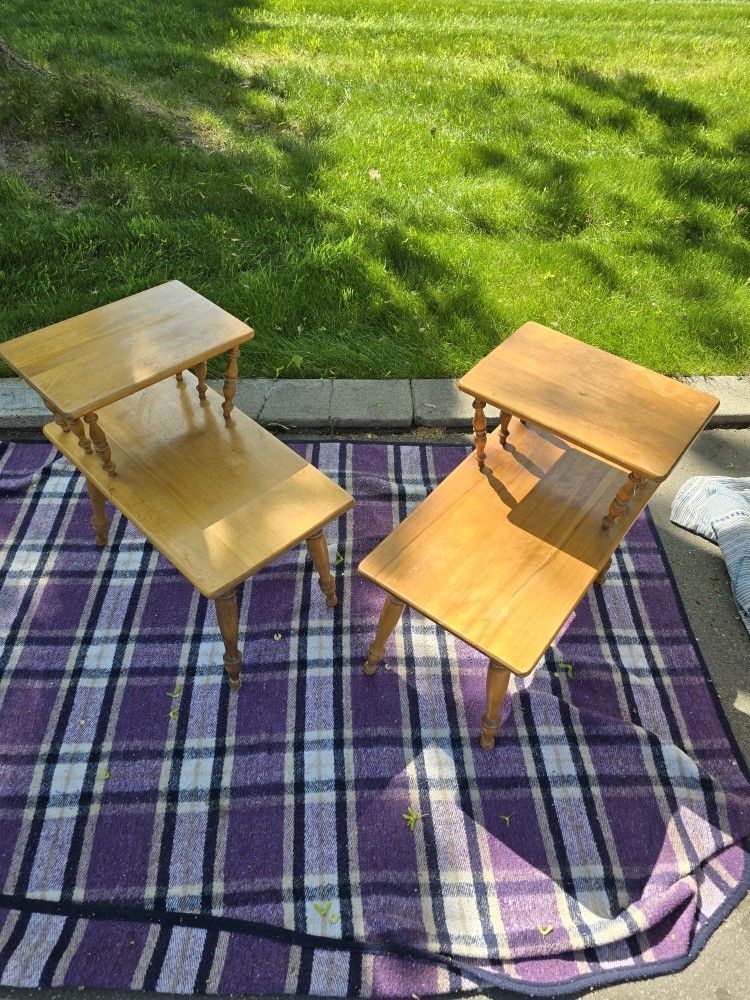 Pair of Vintage MCM 2 Step Side/End Nightstands
