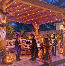 🎃🎃🎃 Halloween Net Lights 9.84’ x 6.56’ – Orange & Purple LED Mesh Lights, 8 Modes & Timer