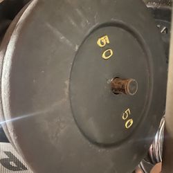 2 -50lb Old School standard (non Olympic) Barbell Plates 100 Lbs Total 