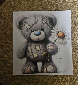 Teddy Bear with Daisy Vinyl Decal sticker