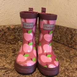Hatley Toddler Girls Pink Apple Rain Boots, Sz 6
