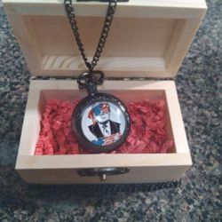 " TRUMP"  POCKET WATCH--WORKS---WOODEN BOX AND GIFT BAG INCLUDED!