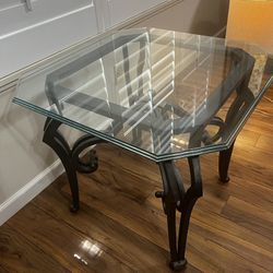 Glass End Table Art Deco Design 