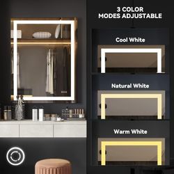 36" X 28" LED Mirror for Bathroom, Anti-Fog Bathroom Vanity Mirror with Lights, Shatter-Proof, 3000-6000K, Stepless Dimmable LED Vanity Mirror, Bathro