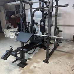 Vesta Fitness Smith Machine 2001 w/Bench Attachment | 230lb Bumpers Weights | 7ft Olympic Bar | Fitness | Gym Equipment | FREE DELIVERY 🚚 