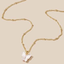 Gorgeous NEW Dainty White Butterfly Charm On Gold Chain - 15”