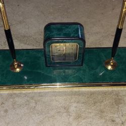 Vintage Pen Holder With Clock 