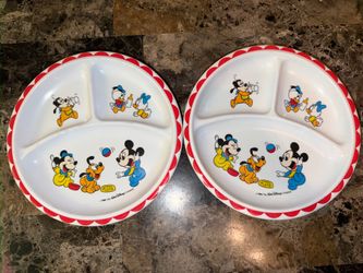 Vintage Disney Selandia Divided Plate Baby Mickey Donald Pluto Minnie 1984