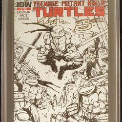 TMNT 1, 2nd Print, 2011 Sketch Cover 9.4 CBCS Kevin Eastman Signed & Remarked