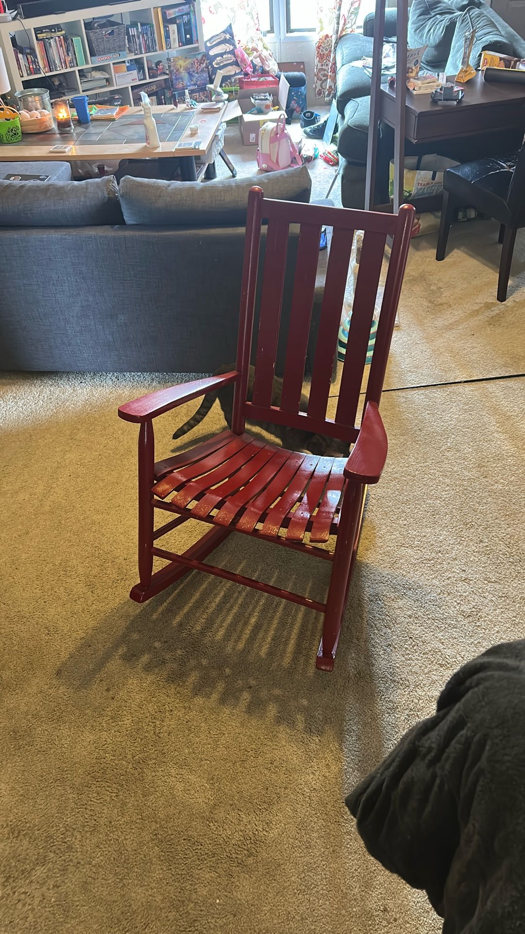 Wooden Red Rocking Chair