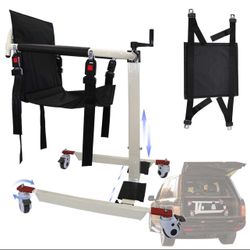 Patient Lift Transfer Chair, Steel Portable Transport Wheelchair for Car, Multifunctional Elderly Transfer Lifter with 3 Moveable Cushions(Size:29.5"x