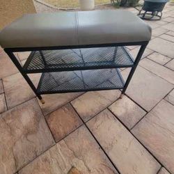 Entryway Bench w/ Shoe Rack (Modern Metal)