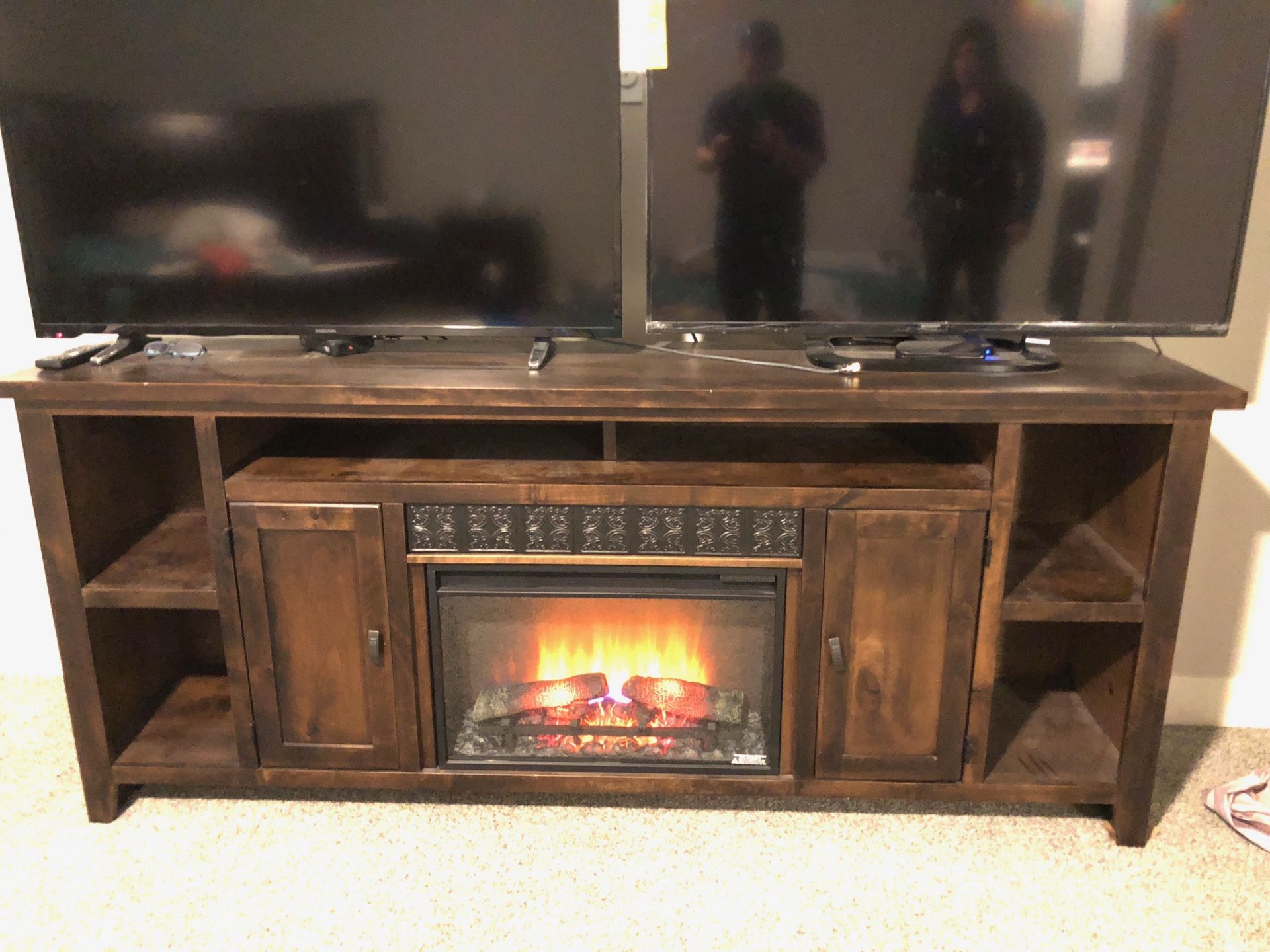 85 Inch TV Stand/Entertainment Center/ Fireplace/Excellent Condition