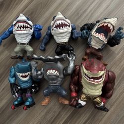 Vintage Mattel Street Sharks Action Figures - Lot of 6