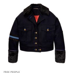 Free People Eisenhower Cropped Wool Jacket – Large – Military Style – Retail $248 - NEVER WORN