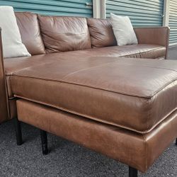FREE DELIVERY!!! Williams Sonoma "Genuine Leather"  Sofa + Ottoman (BROWN)