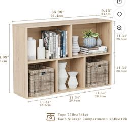 ANHDAH 5-Cube Storage Organizer & Bookcases, Closed Back Display Shelves for Living Room, Bedroom, Home Office, White Oak