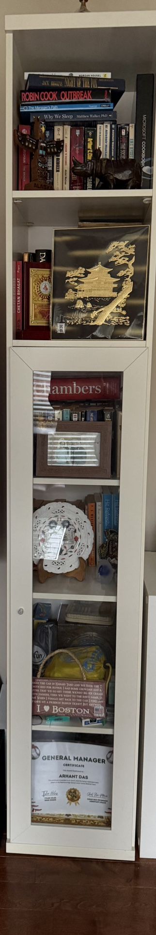 Two White Bookcases With Glass Doors, Tall Nice Display
