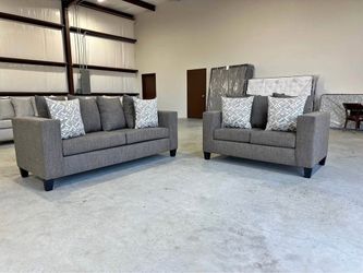 2- Piece Dark Gray Fabric Living Room Sofa Set