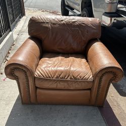 Brown Genuine Leather Armchair