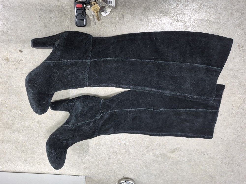 Boots Suede Leather Knee High