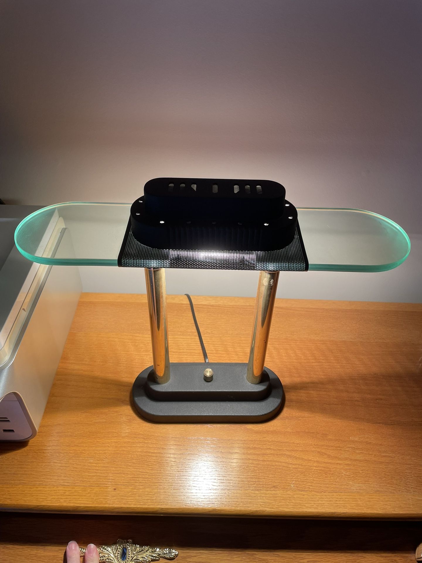 Vintage Robert Sonneman postmodern halogen banker's desk lamp.