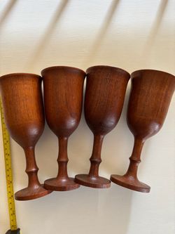 Solid Teak Wood Wine Goblets