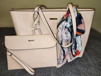 Elim and Paul Light Pink Tote Purse Set with Matching Clutch