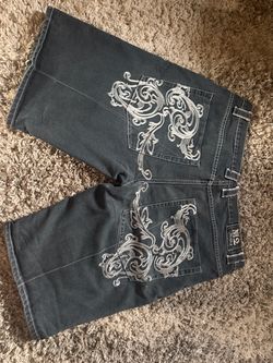 M2 Jeans Embroidered Denim Shorts
