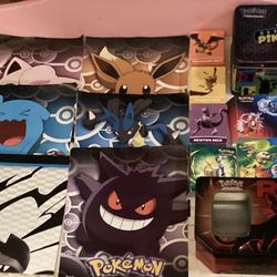 30 Pokemon items Posters mini binders deck boxes empty tins & More (No Cards) Pikachu Deckbox Charizard deckbox Mewtwo deckbox Ultra pro deckbox  3 ko
