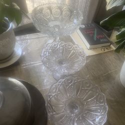 Vintage Crystal pedestal Bowls