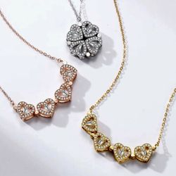 Magnet Stainless Steel Fashion Women's Necklace - Magnetic Diamond-Embedded Love Hearts Clover Pendant