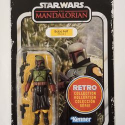 RETRO KENNER CARD.  STAR WARS RETRO COLLECTION.  THE MANDALORIAN.  BOBA FETT MORAK 3.75 " ACTION FIGURE. 